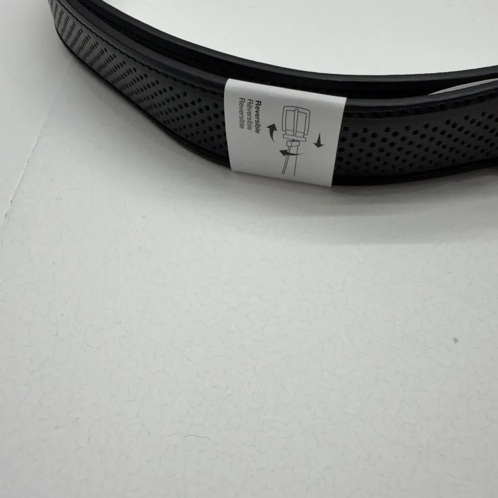 Nike Belt Mens M Black Leather Reversible Golf Perforated Buckle Polka Dot